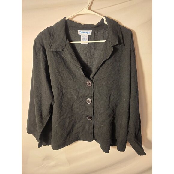 Paragon Womens Plus Size 2X Lightweight Blazer Jacket Buttons Cropped Black - Picture 1 of 2